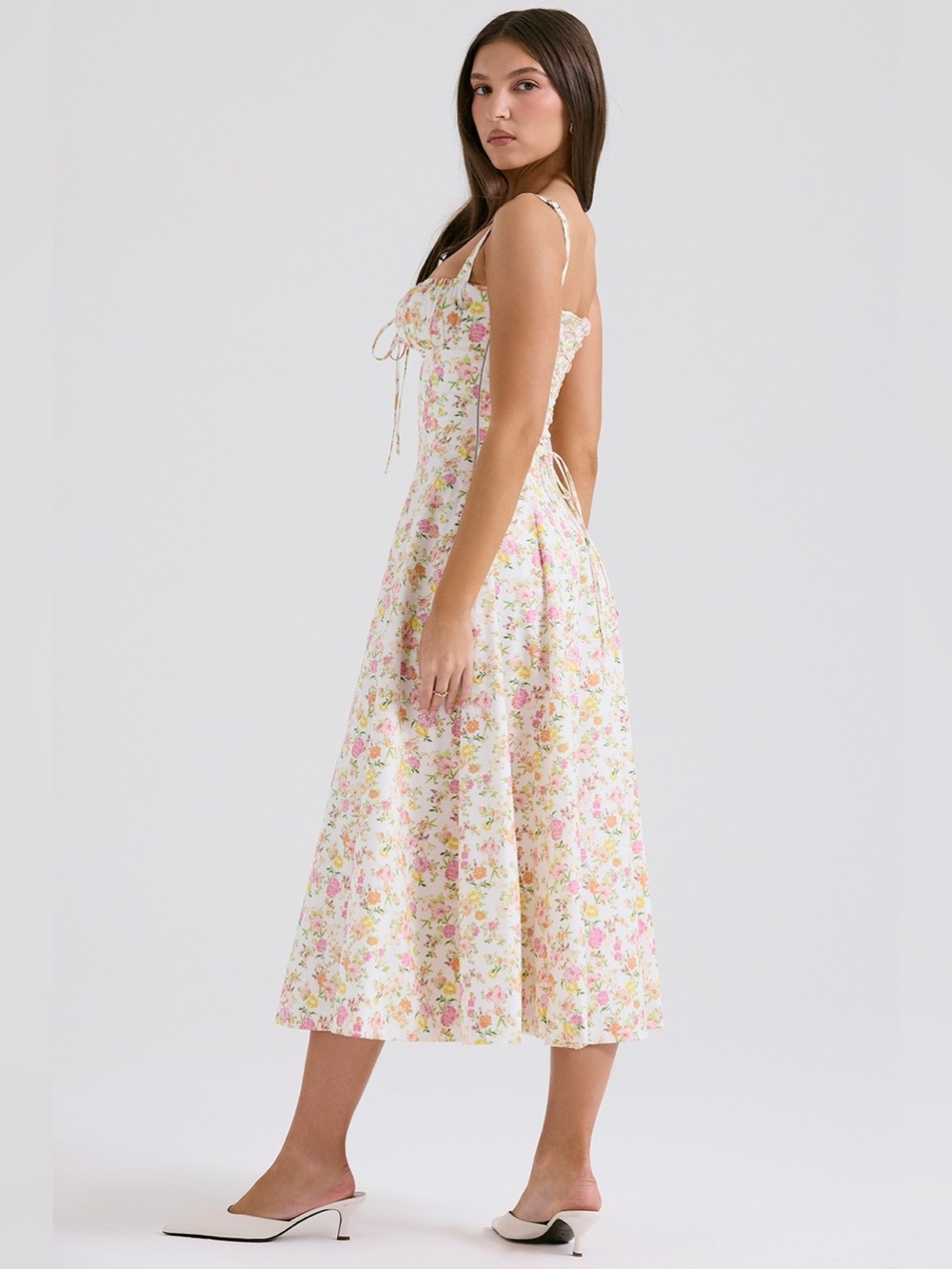 House of CB Ivory Cotton Meadow Print Bustier Sundress B250 - Picture 4 of 7